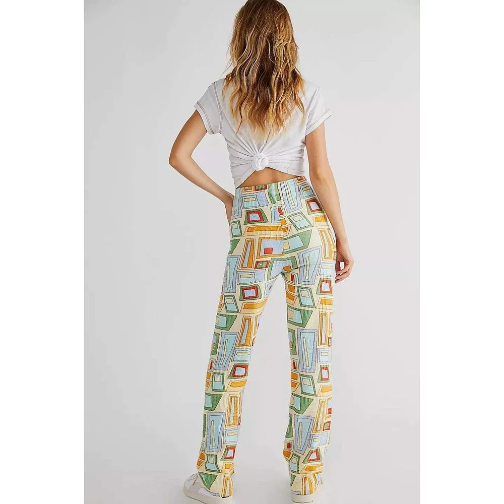 House of Sunny Pepperland Pants Multi Color Geometric‎ Knit Trousers Size 8